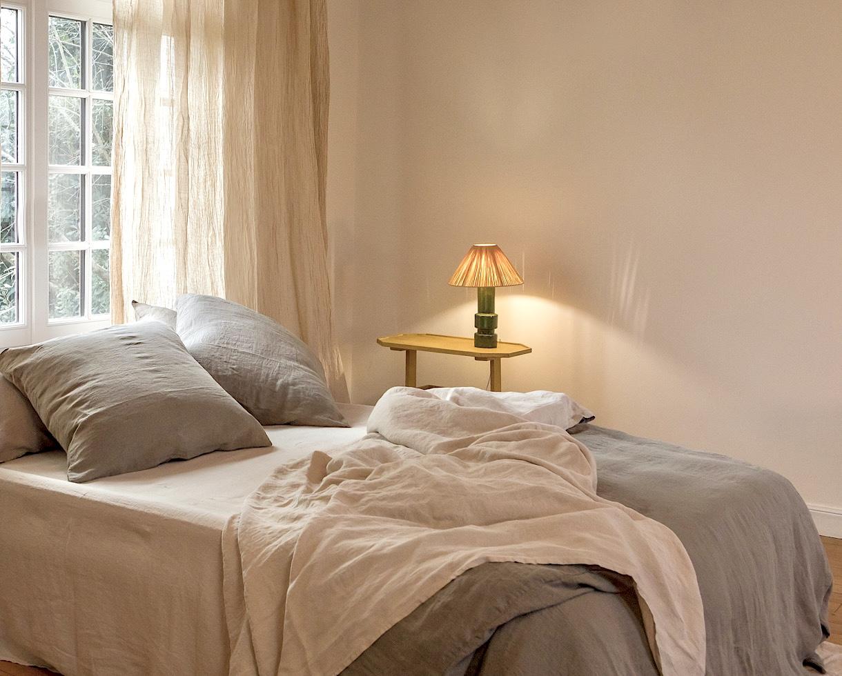 Drap housse en lin 100% Argile - Couleur Chanvre
