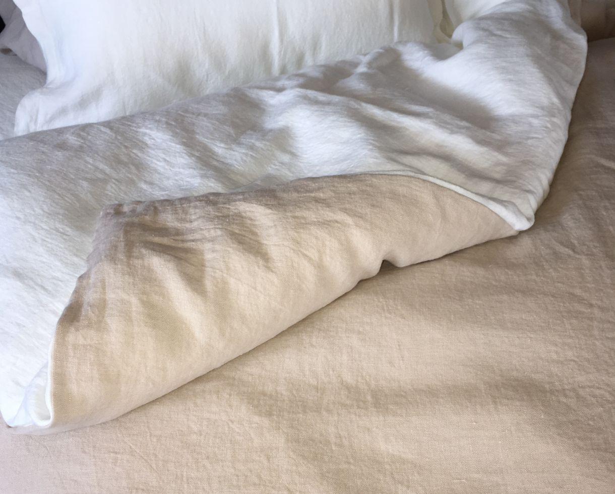 Two-tone hemp duvet cover Clay / White Limestone - Couleur Chanvre