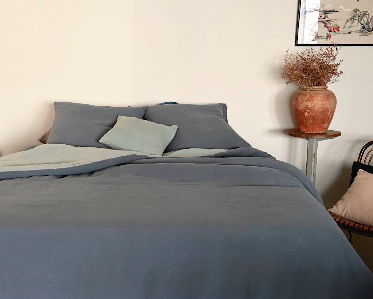 Housse de couette en chanvre bicolore - Couleur Chanvre