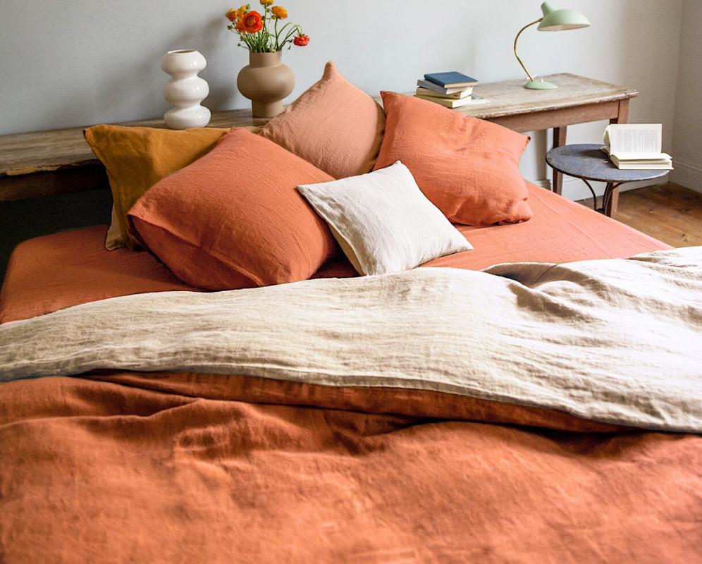 Housse de couette chanvre pur bicolore - Couleur Chanvre