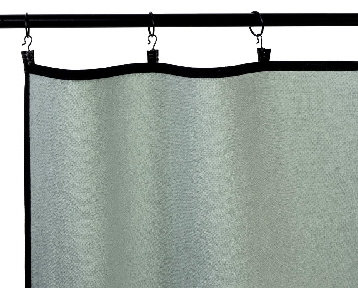 Rideaux Brodés Sur Mesure Oka - Lin Et Laine, Vert Sauge, 8.6 Pieds