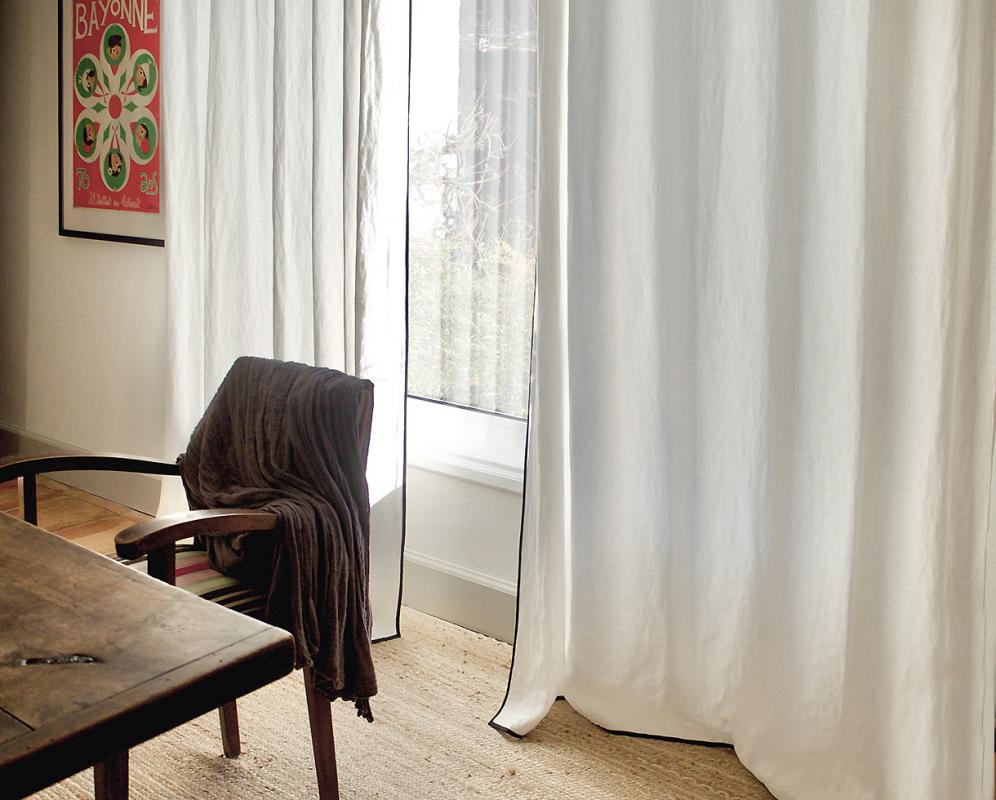 270g/m² Linen Curtain with black bias - Couleur Chanvre