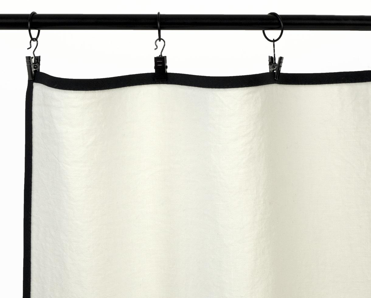 270g/m² Linen Curtain with black bias White Limestone - Couleur Chanvre