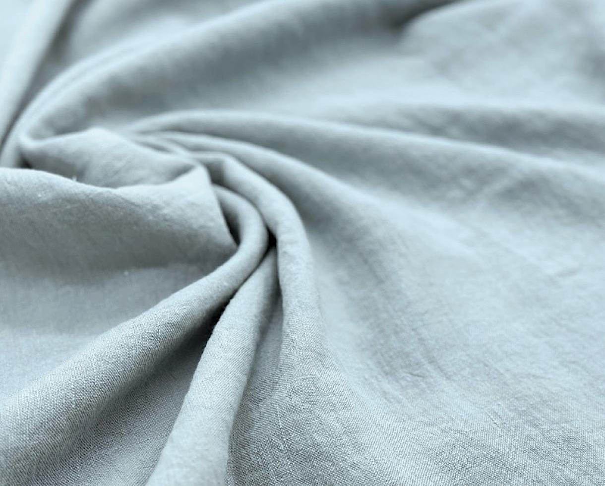 270g/m² Linen Curtain with black bias Embruns Blue - Couleur Chanvre