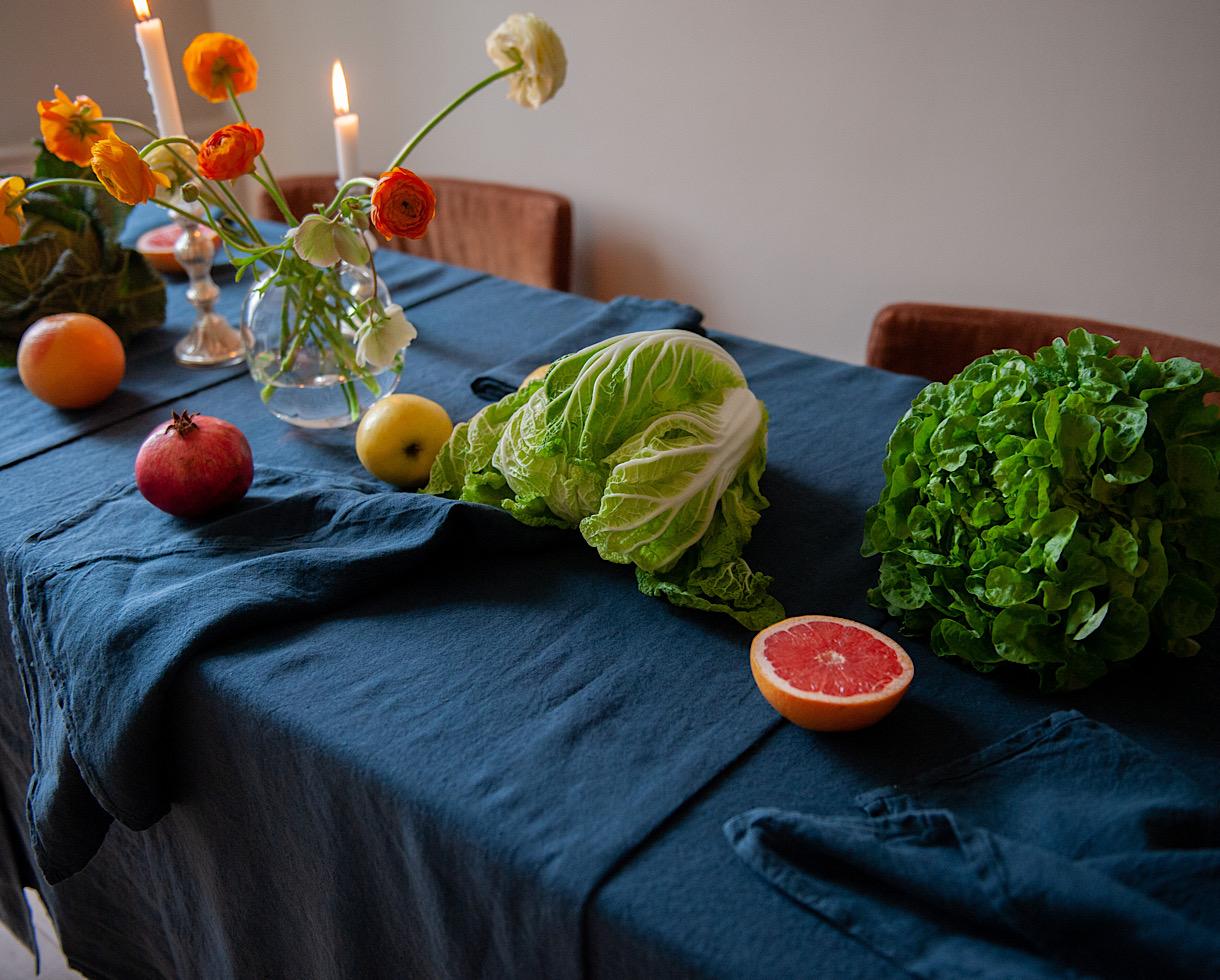 Serviette de table en lin Bleu du Japon - Couleur Chanvre