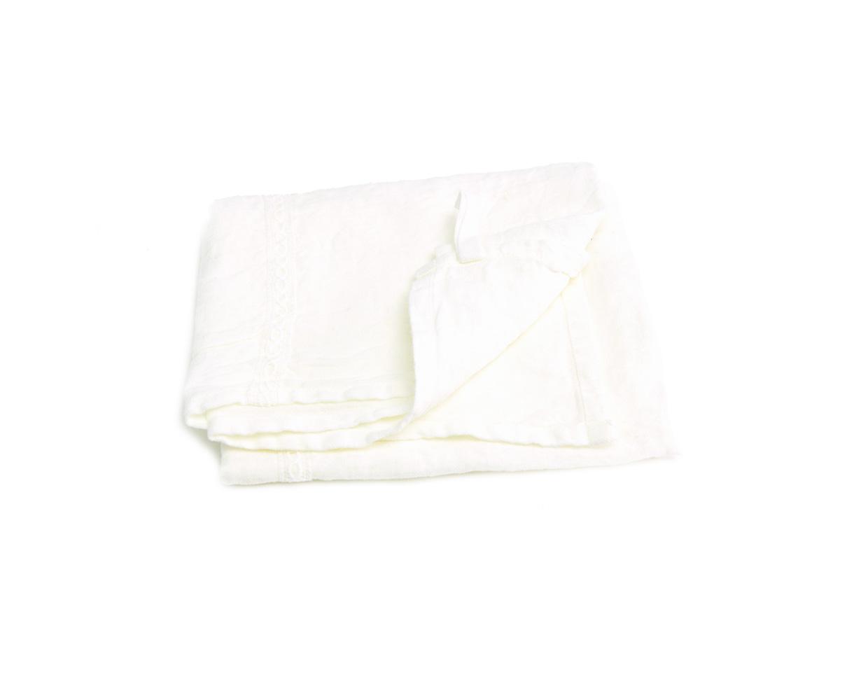 Linen tea towel with lace White Limestone - Couleur Chanvre