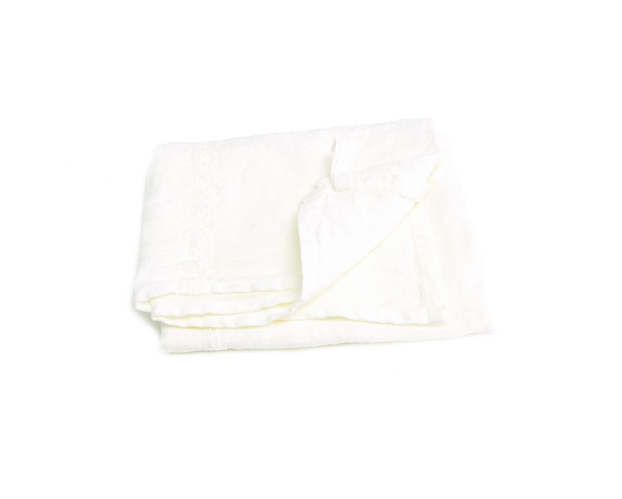 Paño en lino con encaje Blanco de cal - Couleur Chanvre