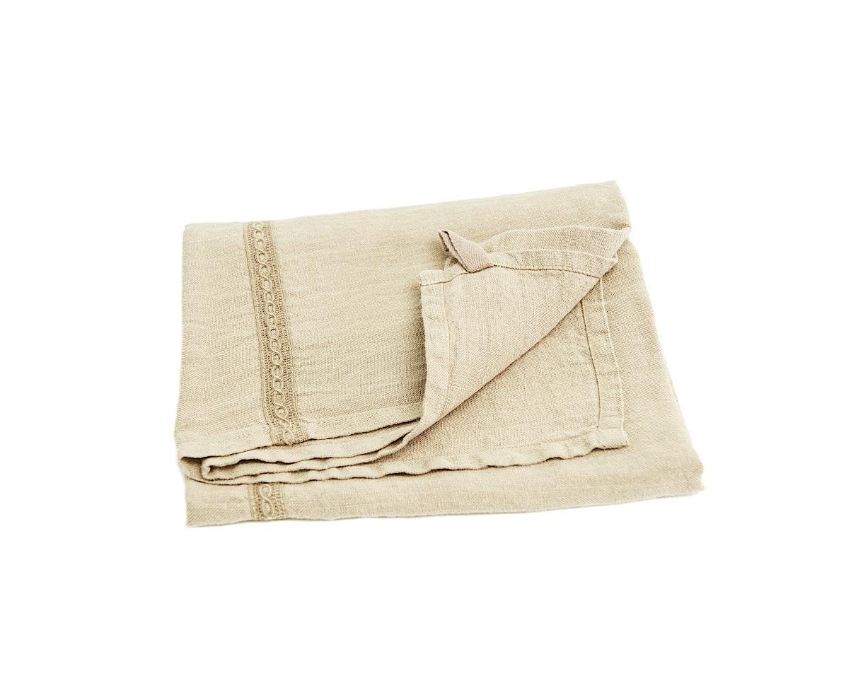 Linen tea towel with lace Clay - Couleur Chanvre