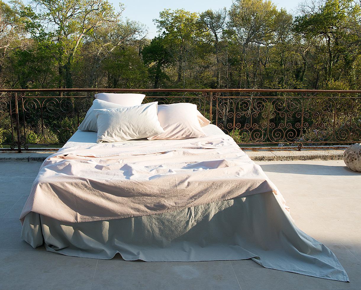 Drap plat coton bio Grès - Couleur Chanvre