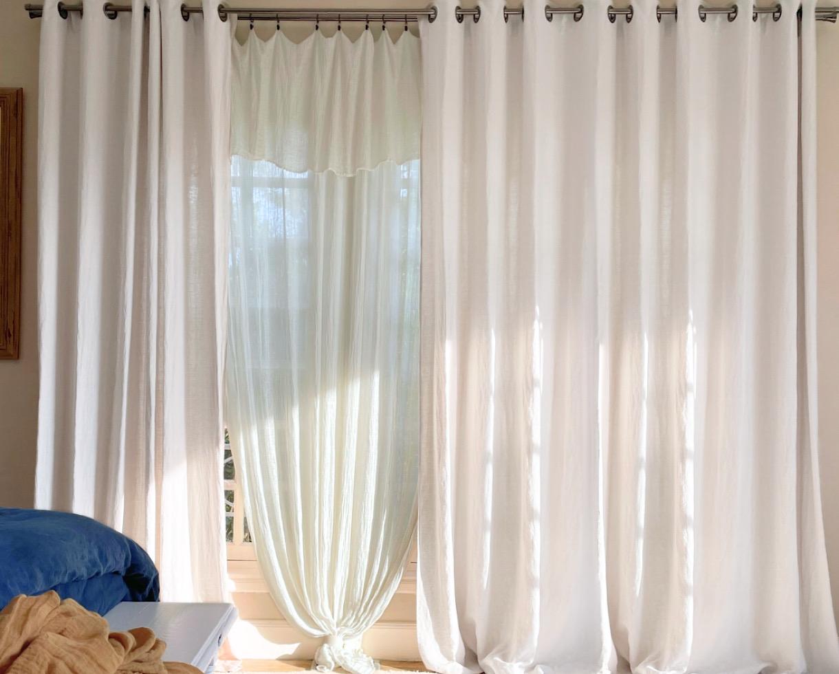 Rideau en lin 270g/m² à oeillets Blanc de chaux - Couleur Chanvre