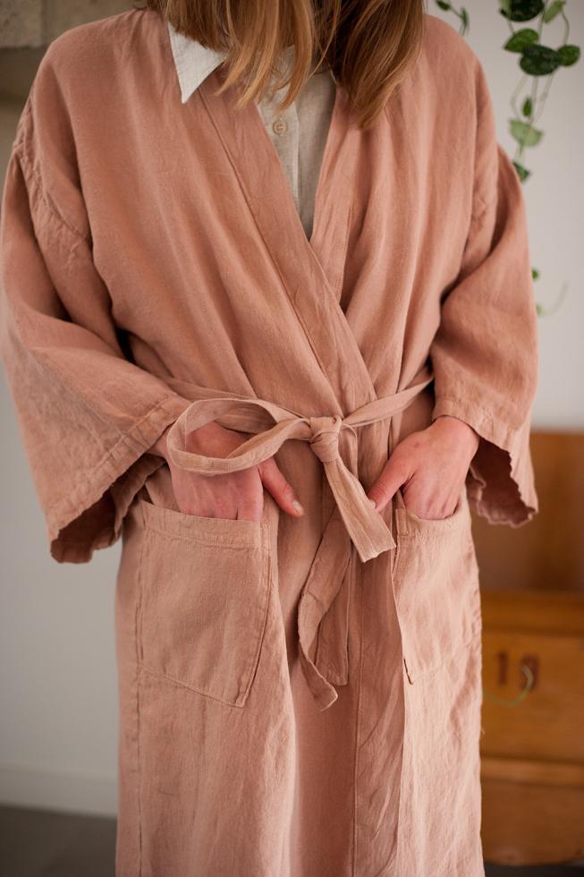 Kimono en chanvre pur Rose des sables - Couleur Chanvre