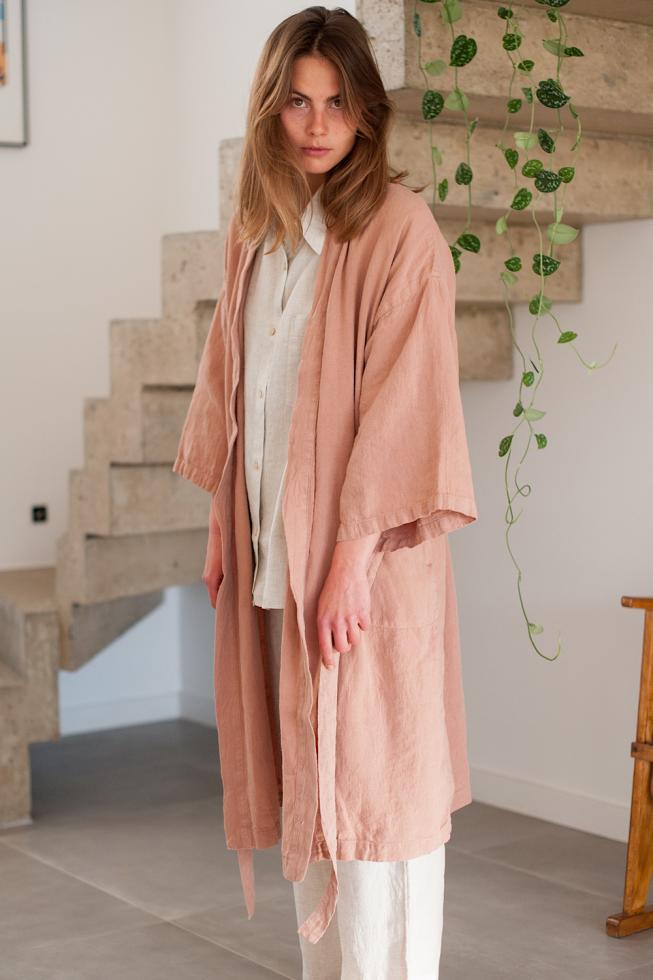 Kimono en chanvre pur Rose des sables - Couleur Chanvre
