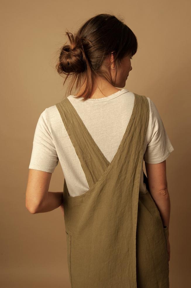 Tablier de Li en chanvre Kaki - Couleur Chanvre