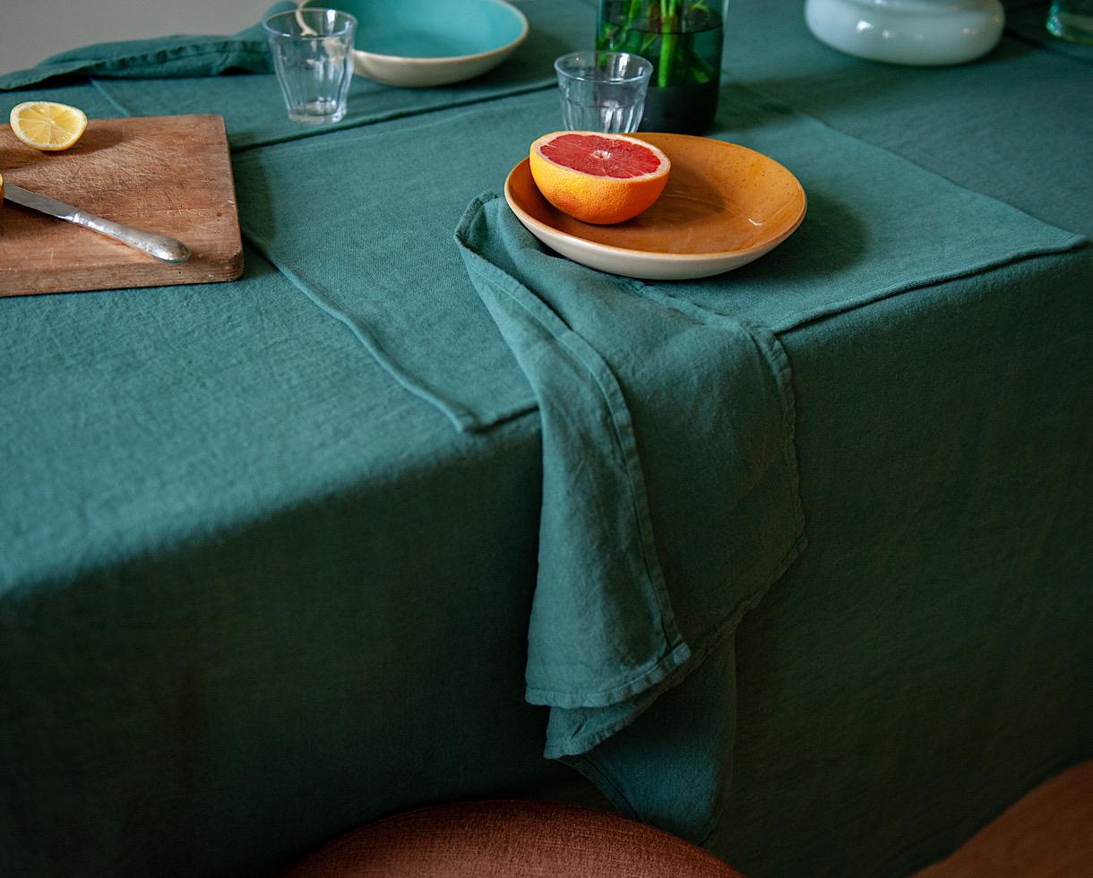 Leintischset Smaragdgrün - Couleur Chanvre