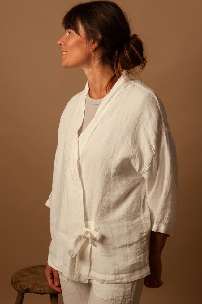 Veste kimono courte en chanvre Blanc de chaux - Couleur Chanvre