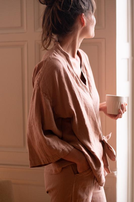 kurze Kimonojacke aus Hanf - Couleur Chanvre