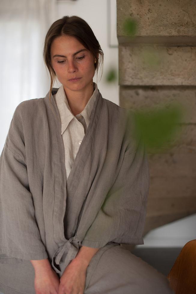 Hemp Kimono Jacket Halong Bay - Couleur Chanvre