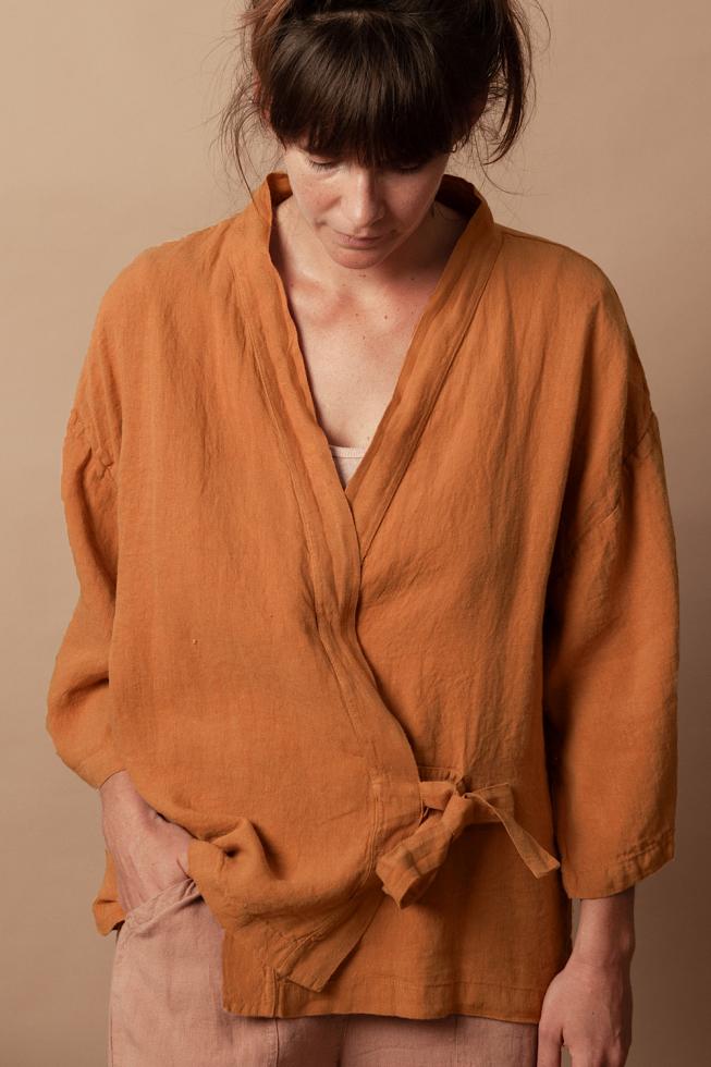 Veste kimono en chanvre pur Terre d'Egypte - Couleur Chanvre