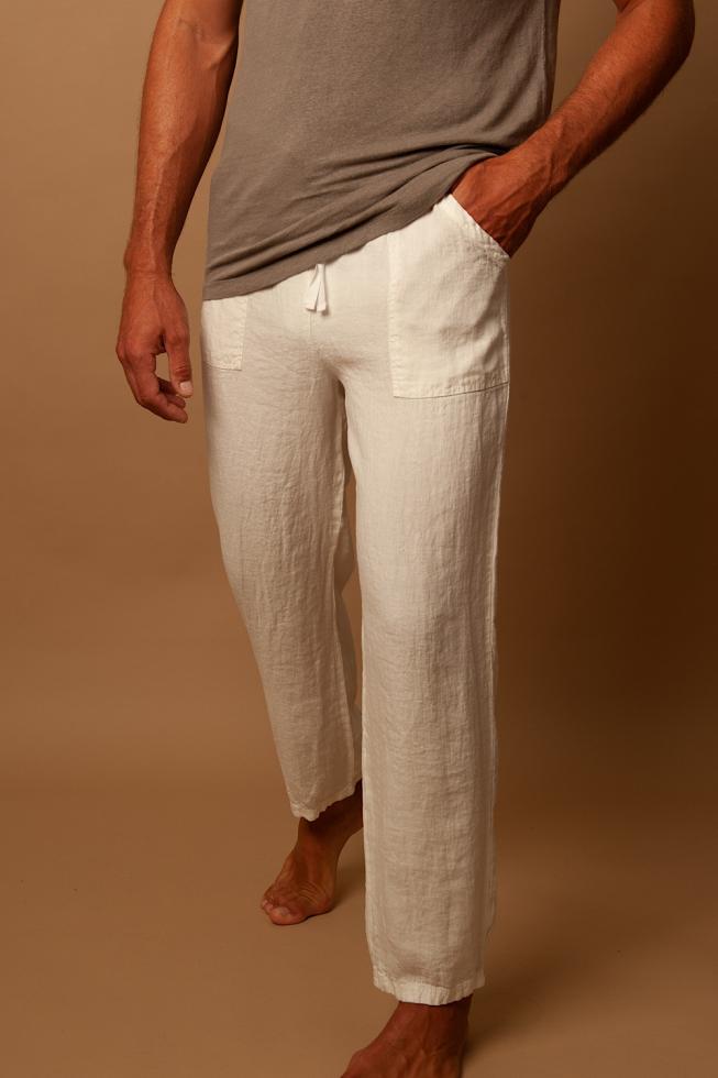 Pantalon en chanvre pur Blanc de chaux - Couleur Chanvre