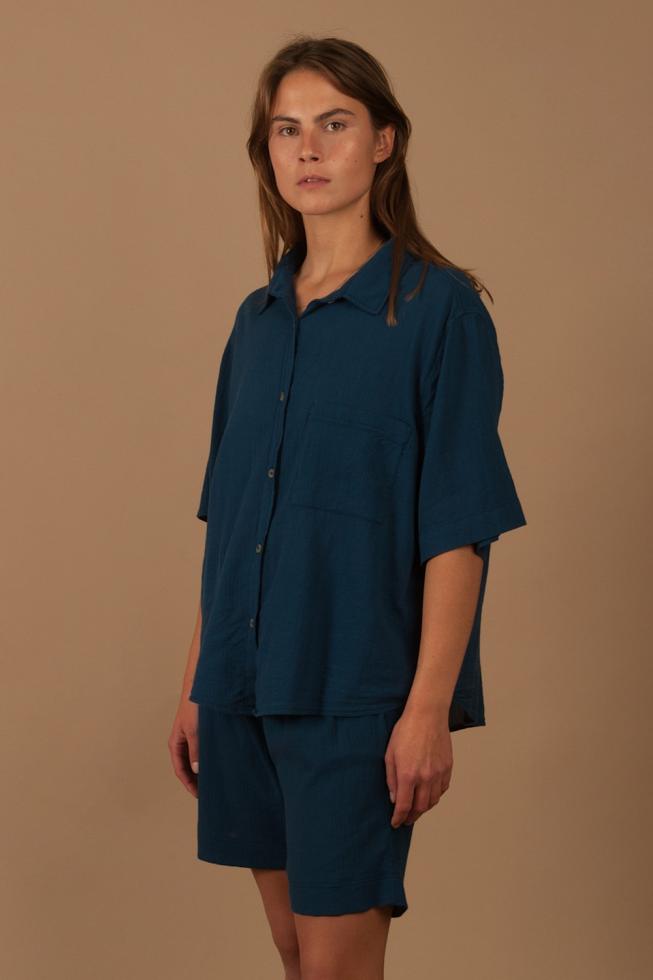 kurze Schlafanzughose Japanblau - Couleur Chanvre