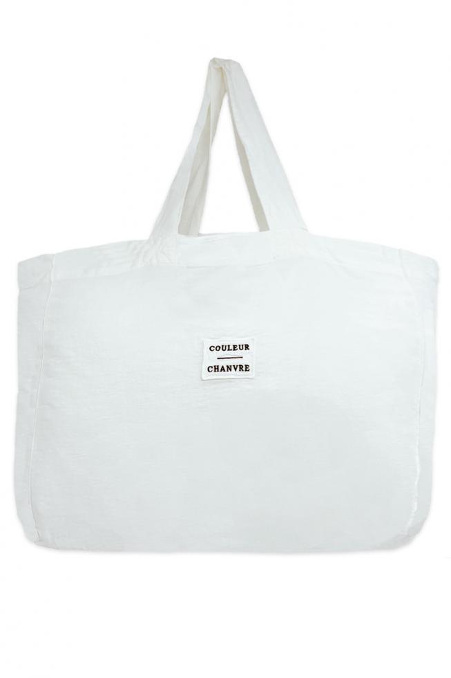 Sac cabas en chanvre pur Blanc de chaux - Couleur Chanvre