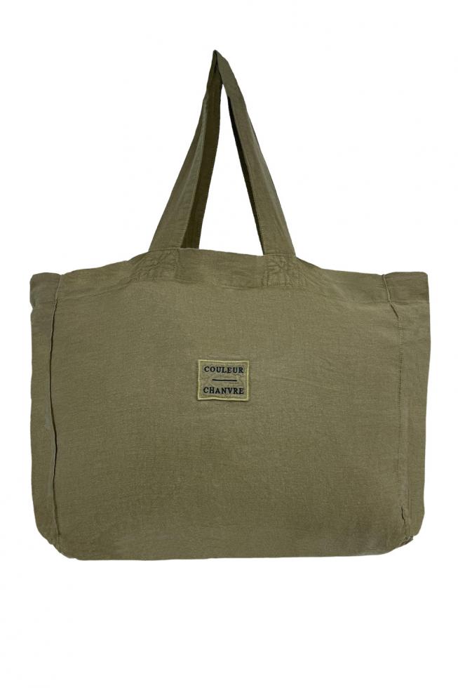 Sac cabas en chanvre pur Kaki - Couleur Chanvre