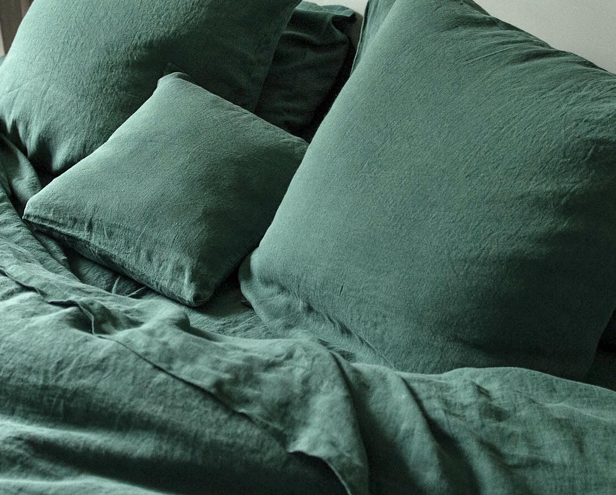 Housse de coussin en chanvre Vert Emeraude - Couleur Chanvre