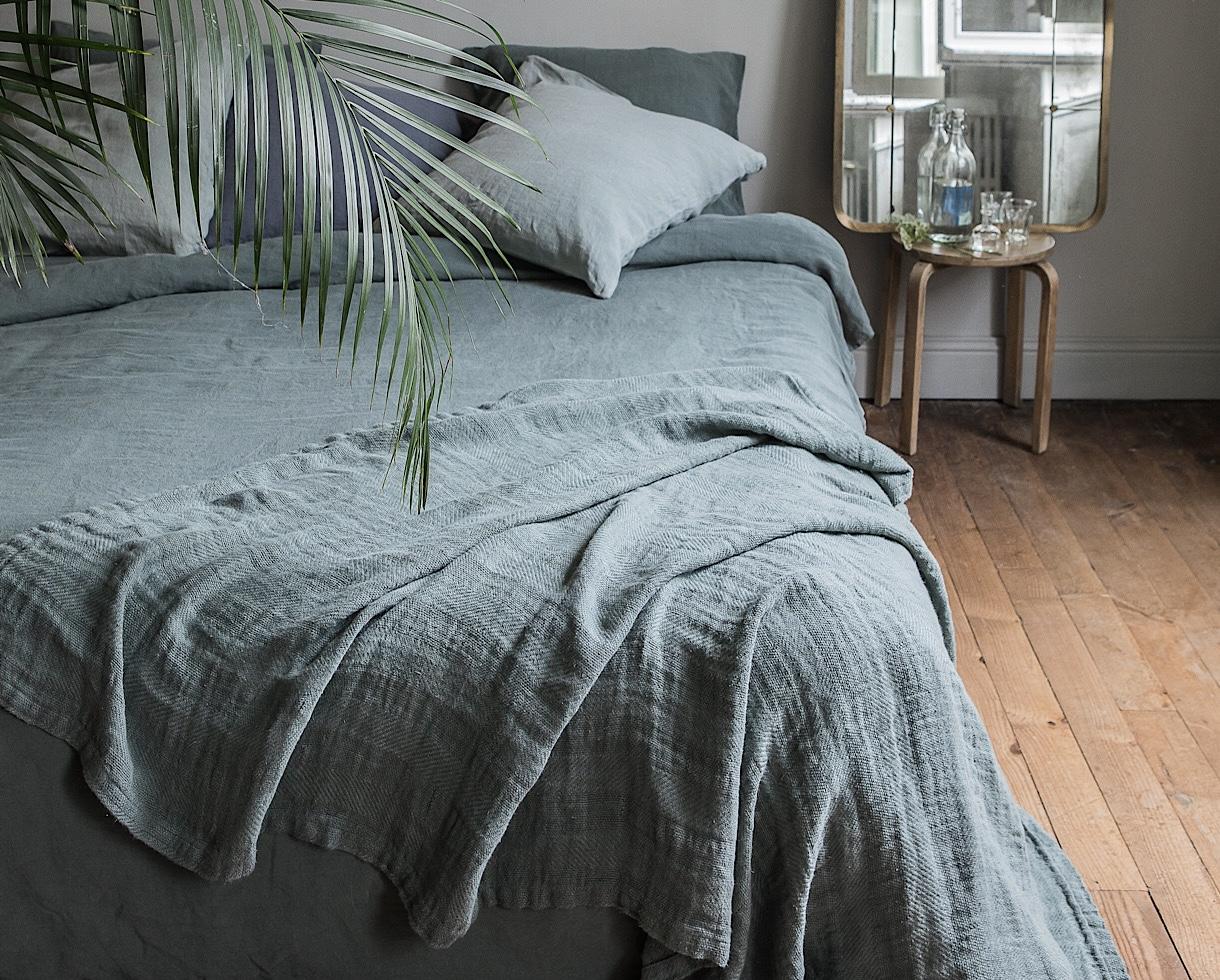 Couverture / Plaid Jacquard chanvre pur Jade - Couleur Chanvre